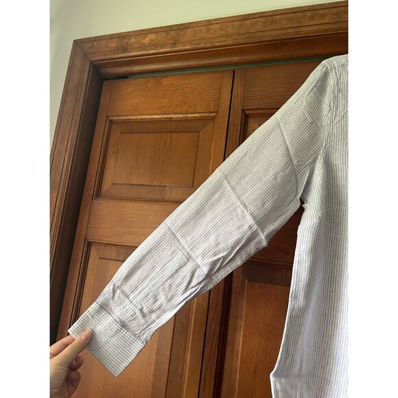 NWT Untuckit Women's Striped Button Angelen Linen Shirt Long Sleeve White Size 6 - Picture 3 of 10